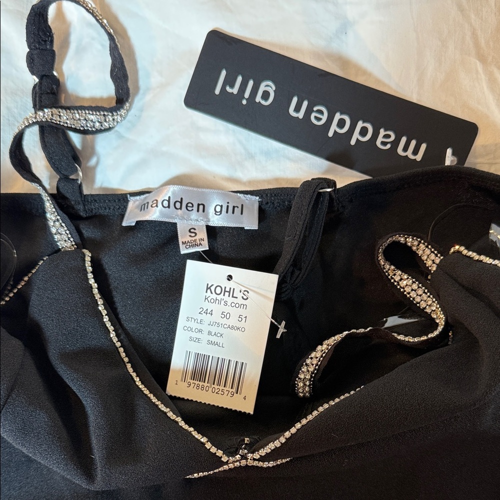 Madden Girl Black Camisole with Rhinestone Accents - Picture 2 of 6